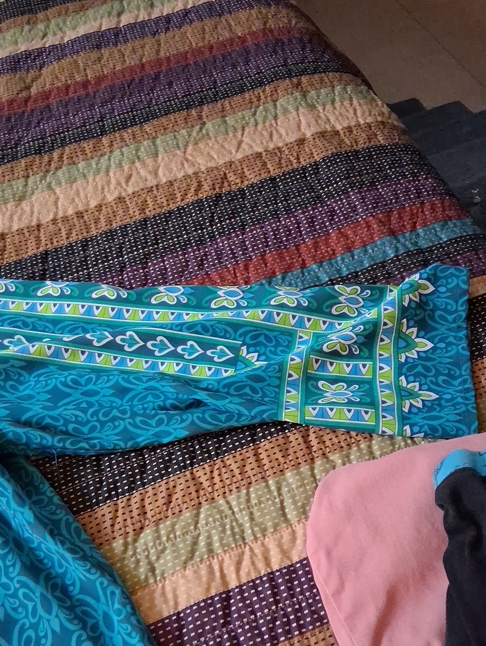 Bright Teal & Aqua Printed Tunic Top - Picture 3 of 6